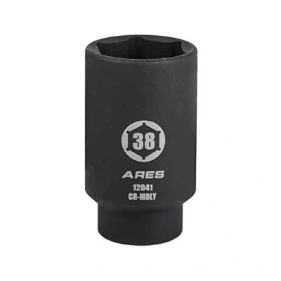 Image of ARES 12041 38MM Axle Nut Socket 6 Point Extra Deep 1/2 Inch Drive Impact for Easy Removal of Shaft Nuts