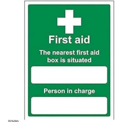 Image of V Safety 31010AN S Box Situated/Person In Charge Sign Portrait 150mm x 200mm Self Adhesive Vinyl, Green