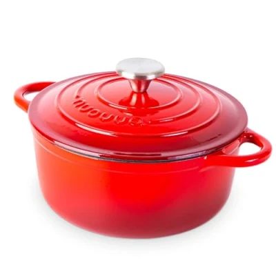 Image of Cast Iron Dutch Oven with Lid Non Stick Ovenproof Enamelled Casserole Pot Sturdy Cookware Red, 3.1 Quart, 22cm by Nuovva
