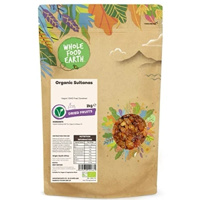 Image of Wholefood Earth Organic Sultanas 2kg Vegan GMO Free Sundried Certified