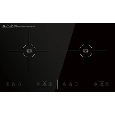 Image of Panana Induction Hobs, Black Glass Built in 2 Zone 3500W 60 centimetre Electric Cooker with Sensor Touch Control
