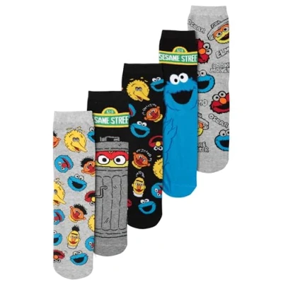 Image of United Labels Sesame Street Socks for Men Men&#039;s Trainer Stockings 40 45 (Pack of 5), multicoloured,