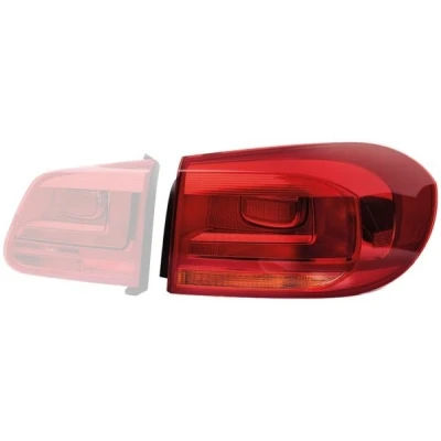 Image of E13191 Rear light HELLA 2SD 010 738 091 Left Outer section, Upper section P21W 12V red/yellow with bulb, bulb holder VOLKSWAGEN: Tiguan I