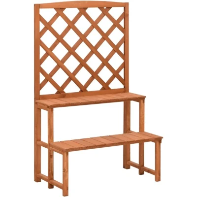 Image of vidaXL Plant Stand with Trellis 70x42x115 cm Solid Fir Wood