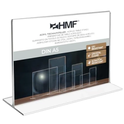 Image of HMF 46924 Acrylic Menu Holder upright DIN A5 Landscape Format Transparent