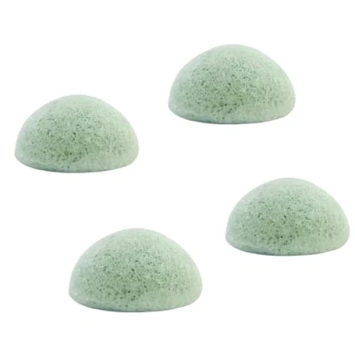 Image of 4PCS Natural Konjac Sponge, Aloe Green Facial Cleansing Gentle Exfoliation for All Skin Types