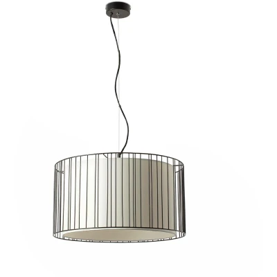 Image of Linda 1 Light Ceiling Pendant White, Black with White Shade, E27