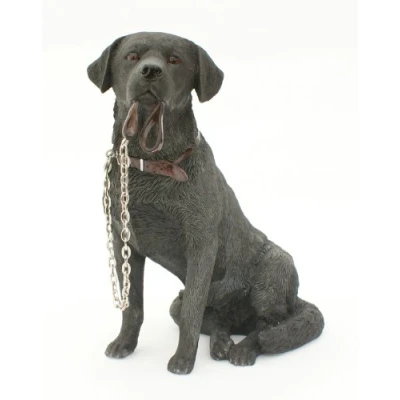 Image of Sitting BLACK LABRADOR Dog Ornament From The Walkies Range Of Collectable Dogs By Leonardo