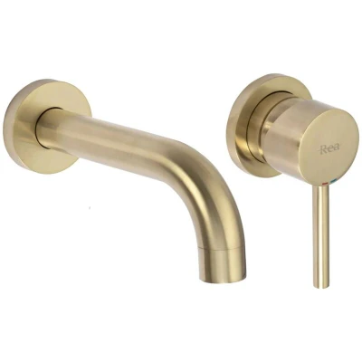 Image of REA Bathroom Sink tap which is Mount Under The Plaster Lungo Brushed B8652, Matte Gold