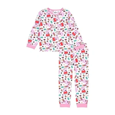 Image of Peppa Pig Girls Pyjamas All Over Print Pjs Set, Official Merchandise 2 3 Years White