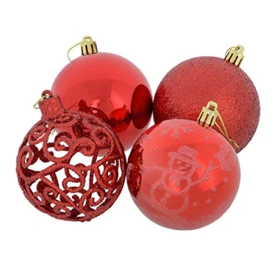 Image of Mr Crimbo 24 Pack of Christmas Tree Baubles Decorations Ornaments 8cm Red