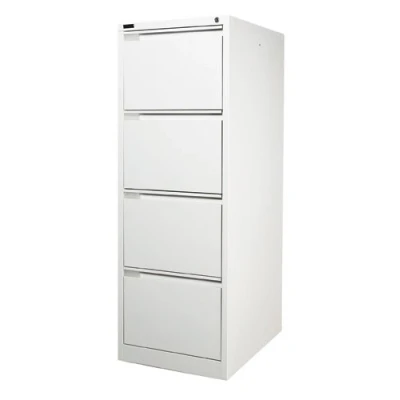 Image of 4 Drawer White Steel Filing Cabinet 62D x 47W 132H (cm)