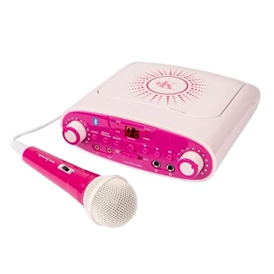 Image of Easy Karaoke EKG88B Portable Bluetooth Machine comes with 1 x microphone, Headphone socket and AUX for MP3 playback Pink
