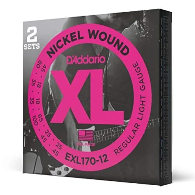Image of D&#039;Addario Bass Guitar Strings XL Nickel EXL170 12 Perfect Intonation, Consistent Feel, Durability For String Guitars 18 45 Regular Light String, Long Scale