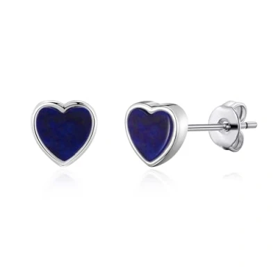 Image of Philip Jones Lapis Heart Stud Earrings