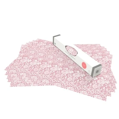 Image of The Master Herbalist Fragrant ROSE Scented Drawer Liners in a PINK William Morris Design Pack of 5 Sheets (ROLLED) Contains Essential Oil Made UK