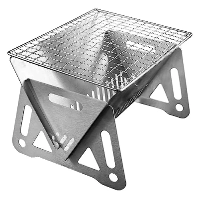Image of Portable Barbecue Grill, Stainless Steel Charcoal Grill Detachable Design Mini Tabletop BBQ for Outdoor Barbecues Camping Traveling Picnics