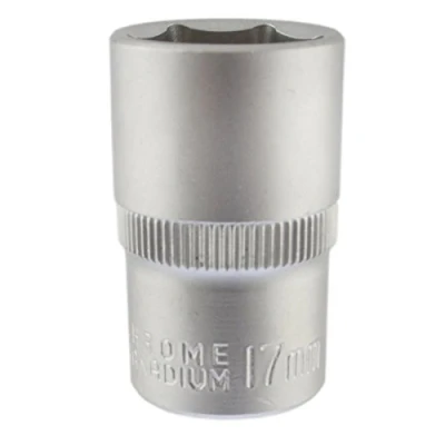 Image of 17mm 1/2&quot; Dr Socket Super Lock Metric Shallow CRV Knurl Grip 6 Point TE798
