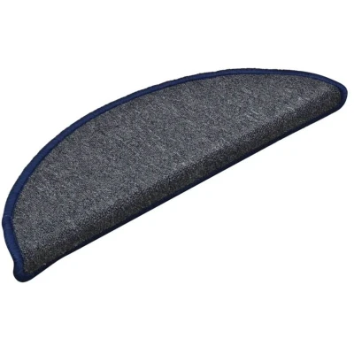 Image of vidaXL Carpet Stair Treads 15 pcs Dark Grey and Blue 56x17x3 cm