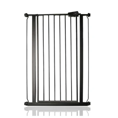 Image of Safetots Extra Tall Metal Safety Gate Pressure Fit, 75cm 82.6cm, Matt Black, 104cm in Height, Stair Gate, Baby Easy Installation