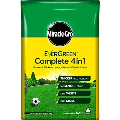 Image of Fertiliser Miracle Gro Evergreen Complete 4 in 1 Lawn Food Weed Killer Moss 400m² (1 Pack)