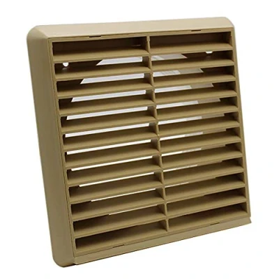 Image of Kair Beige Louvred Grille 183mm External Dimension with Round 150mm 6 inch Rear Spigot Wall Ducting Air Vent