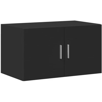 Image of vidaXL Wall Cabinet Black Engineered Wood, Modern Style, Ample Storage, 70x42.5x40 cm for Living Room/Bedroom/Garage