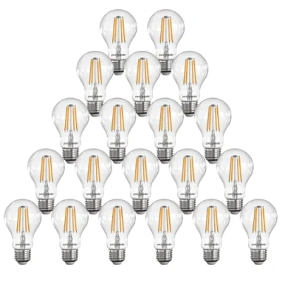 Image of paul russells LED Filament GLS Dimmable Edison Screw Fittings E27 Light Bulbs, 7Watt 806Lumens Classic A60 60w Equivalent, 2700K Warm White Dimmer ES Energy Saving Lamps, 20 Pack
