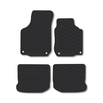 Image of Rubber Car Mats Compatible with VW Beetle (1999 2011) Tailored Fit Floor Set Accessory Black Custom 4 Pieces Clips Anti Slip Backing, Heavy Duty &amp; Waterproof