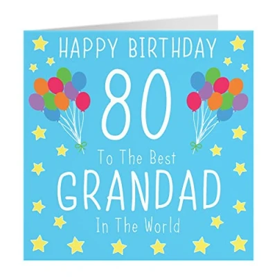 Image of Hunts England Grandad 80th Birthday Card Happy Best In The World Iconic Collection Standard 148 x mm