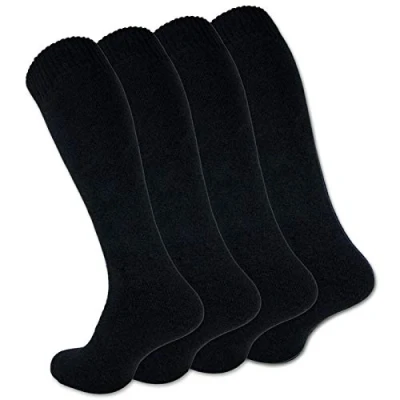 Image of Sockenkauf24 22350 Men&#039;s Thermal Knee Socks Inner Terry Towelling 4 Pairs Black 6 8