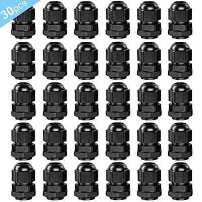 Image of QitinDasen 30Pcs Premium Nylon PG9 Cable Gland, 4～8mm Adjustable IP68 Waterproof Glands Joints, Gland Connector with Gaskets (Black)