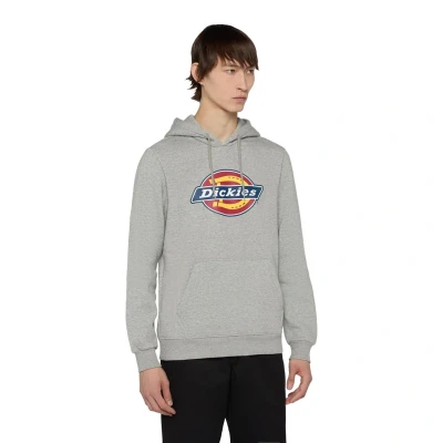 Image of Dickies Men&#039;s Icon Logo Hoodie Hooded Sweatshirt, Grey Melange, XL