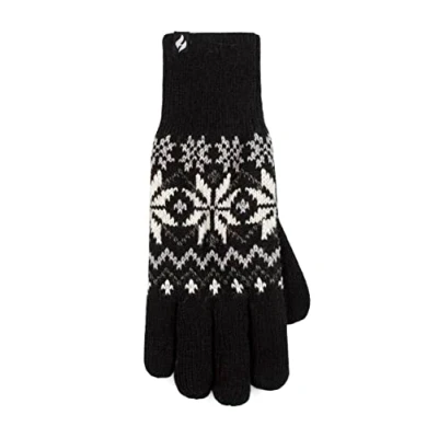 Image of Women&#039;s 1 Pack SOCKSHOP Heat Holders Avens Patterned Gloves Black S/M