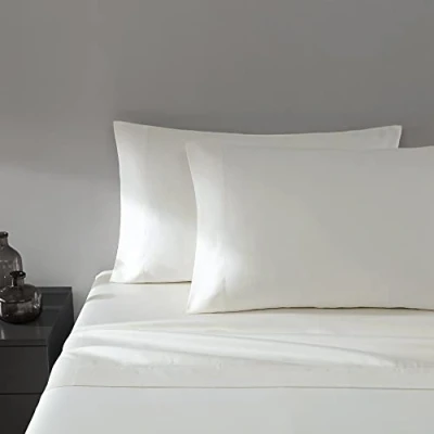 Image of Vera Wang Queen Sheet Set, Luxury Sateen Cotton Bedding, 800 Thread Count, Soft &amp; Smooth Home Decor (Ivory, Queen)