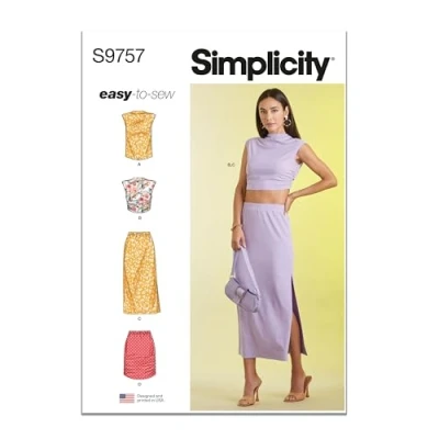 Image of SIMPLICITY SS9757A Misses&#039; Knit Top and Skirt in Two Lengths A (S M L XL XXL)