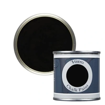 Image of Vintro Paint Black Chalk Furniture Shabby Chic Ultra Matt Finish 125ml (Victorian Black, 125ml)