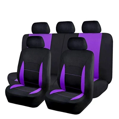 Image of Flying Banner Flat Cloth Universal Fit Car Seat Covers Full Set with Airbag Compatible (Purple)