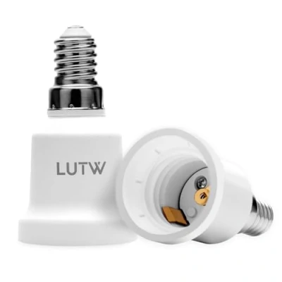 Image of LUTW E14 to E27 Lamp Socket Adapter, Converter Holder, Small Screw Large Convertor, Base Adaptor for LED Bulbs and Incandescent CFL Bulbs, 2 Pack