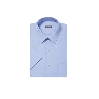 Image of Van Heusen Men&#039;s Short Sleeve Dress Shirt Regular Fit Poplin Solid, Cameo Blue, 18&quot; Neck