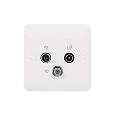 Image of Schneider Electric Lisse White Moulded Triplex TV Aerial Socket for TV, Radio and Satellite, GGBL7081S,