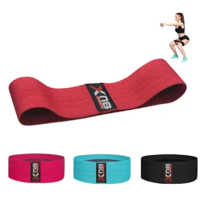 Image of XN8 Fabric Resistance Bands Exercise Loops Booty Non Slip Workout Band Set for Hips Glutes Legs Butt Fitness Yoga Pilates (Pink, S)