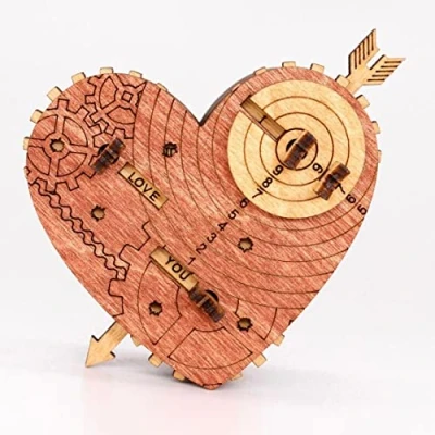 Image of iDventure Tin Woodman&#039;s heart 3D puzzle box jewellery wedding anniversary present Valentine&#039;s Day money for cash adults gift wooden treasure