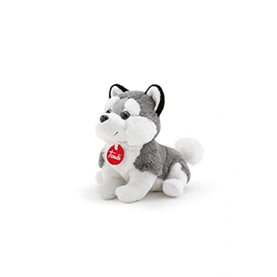 Image of Trudi Puppy Husky Plush Toy Soft Stuffed Animal, Fire Retardant Polyester, Washable, for Christmas and Birthdays, Made in Italy Tradition, 15x18x18 cm