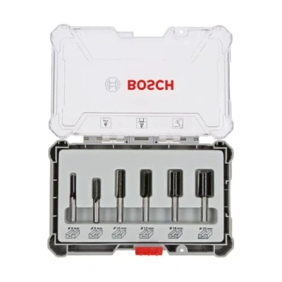 Image of Bosch Professional 6 pcs. Straight Router Bit Set (for Wood, Ø mm Shank, Accessory Router)
