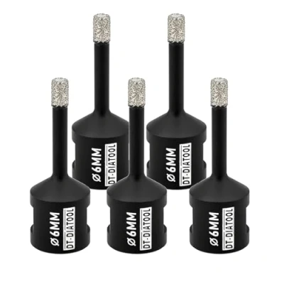Image of DT DIATOOL Diamond Drill Bit 5PCS 6mm Hole Saw for Dry Drilling Tile Porcelain Marble Ceramic Granite