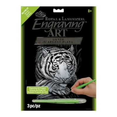 Image of Royal Brush Silver Foil Engraving Art Kit 8&quot;X10&quot; White Tiger