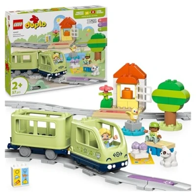 Image of LEGO DUPLO Interactive Adventure Train Set, Creative Montessori Toy for 2 Plus Year Old Boys &amp; Girls, Toddler Learning Set with Lights and Sounds Inspires Role Play, Gift Idea 10427