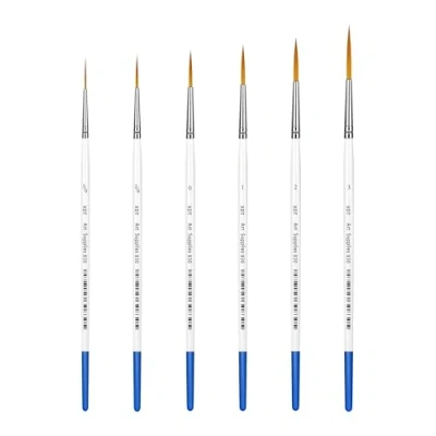 Image of XDT#830 Extra Long Fine Point Tip Artist Liner Brush 6Pc Set #000#00#0#1#2#3 Detail Watercolor Acrylic Oil