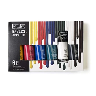 Image of Liquitex 3699420 Basics Acrylic Paint, Mono pigmented Artist Pigments, Lightfast, Medium Viscosity, Archival Quality, Silky Gloss Finish 6 Colours Set of 118 ml, in ml Tubes